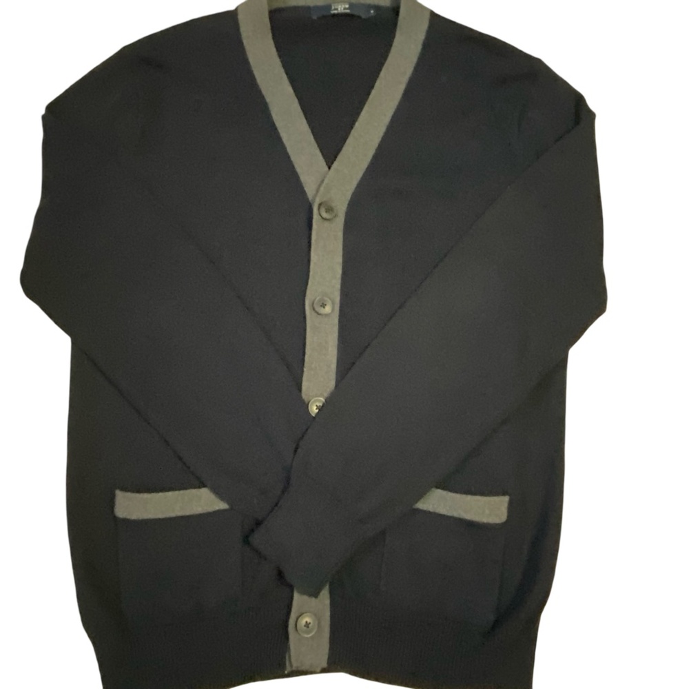 J Crew Mens Dk Blue Cotton Button Up V-Neck Classic Casual Cardigan Sz- M